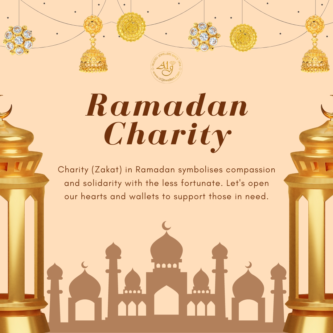 Give back this Ramadan with the Zakat charity. Your generosity can change lives! 🕌 
 #A1Jewellers #A1JFam #ManchesterBestRated #ZakatGiving #RamadanCharity #A1JArtOfGiving #Humble #RamadanSpirit #GiveBack #Community #RamadanBlessings #ZakatForGood