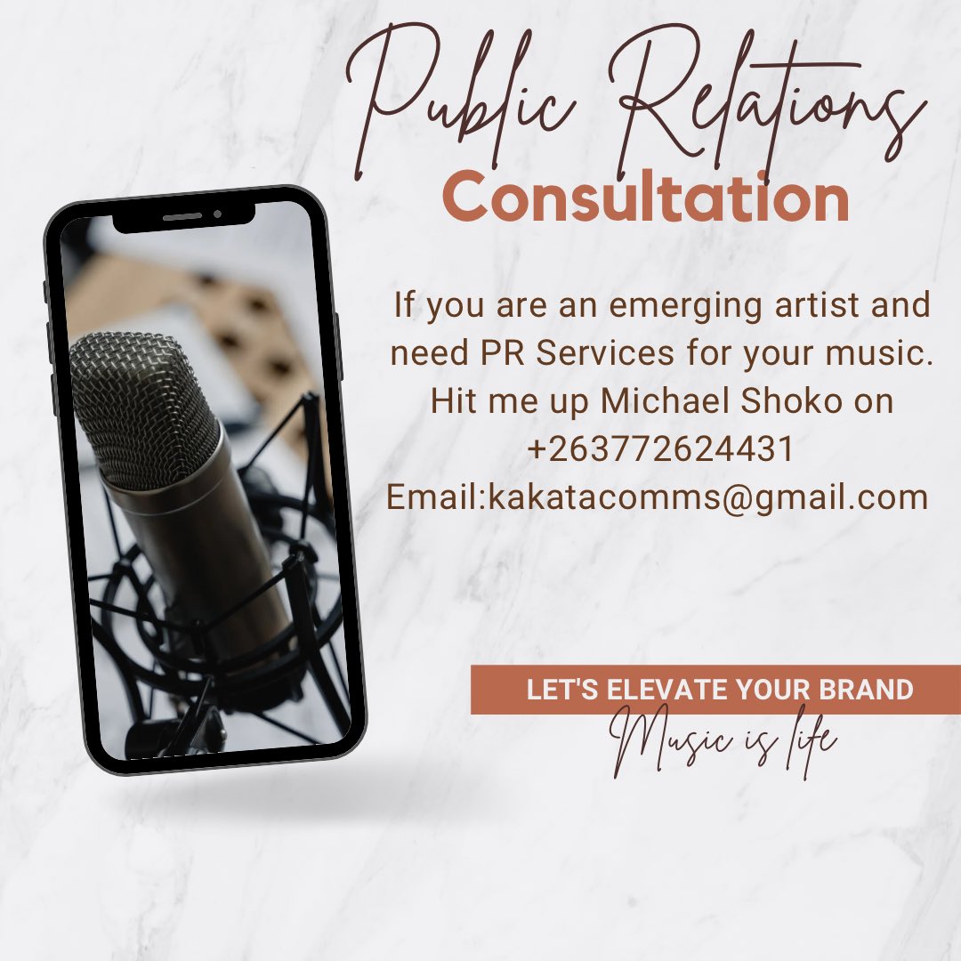 If you are an emerging artist and need PR Services for your music. Hit me up on +263772624431 Email: kakatacomms@gmail.com