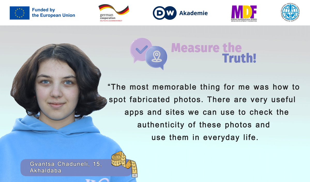 On this #WorldFactCheckingDay, young 🇬🇪participants of the 🇪🇺EU-funded trainings share their views on improving fact-checking skills, using verification tools  & critically consuming information 🧐

#FactCheckingDay #DontBeDeceived #ConMeCo

@mdfgeo @dw_akademie @BMZ_Bund