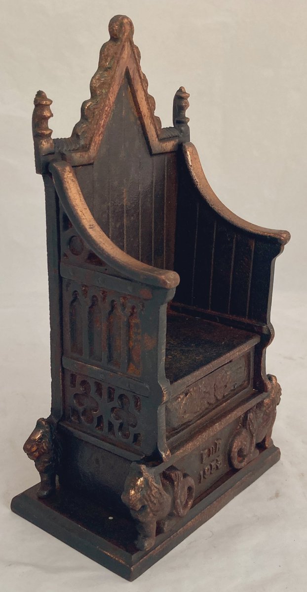 St Edward’s Chair, 1953 Coronation of Queen Elizabeth II, cast iron money box. #coronation
