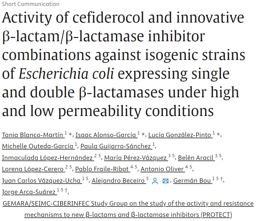 Our latest collaborative work analyzing the activity of cefiderocol and new BL/BLI combinations against isogenic strains of E. coli producing beta-lactamases under high and low permeability is out in IJAA! Great work, team! @GemaraSeimc @ciberinfec sciencedirect.com/science/articl…