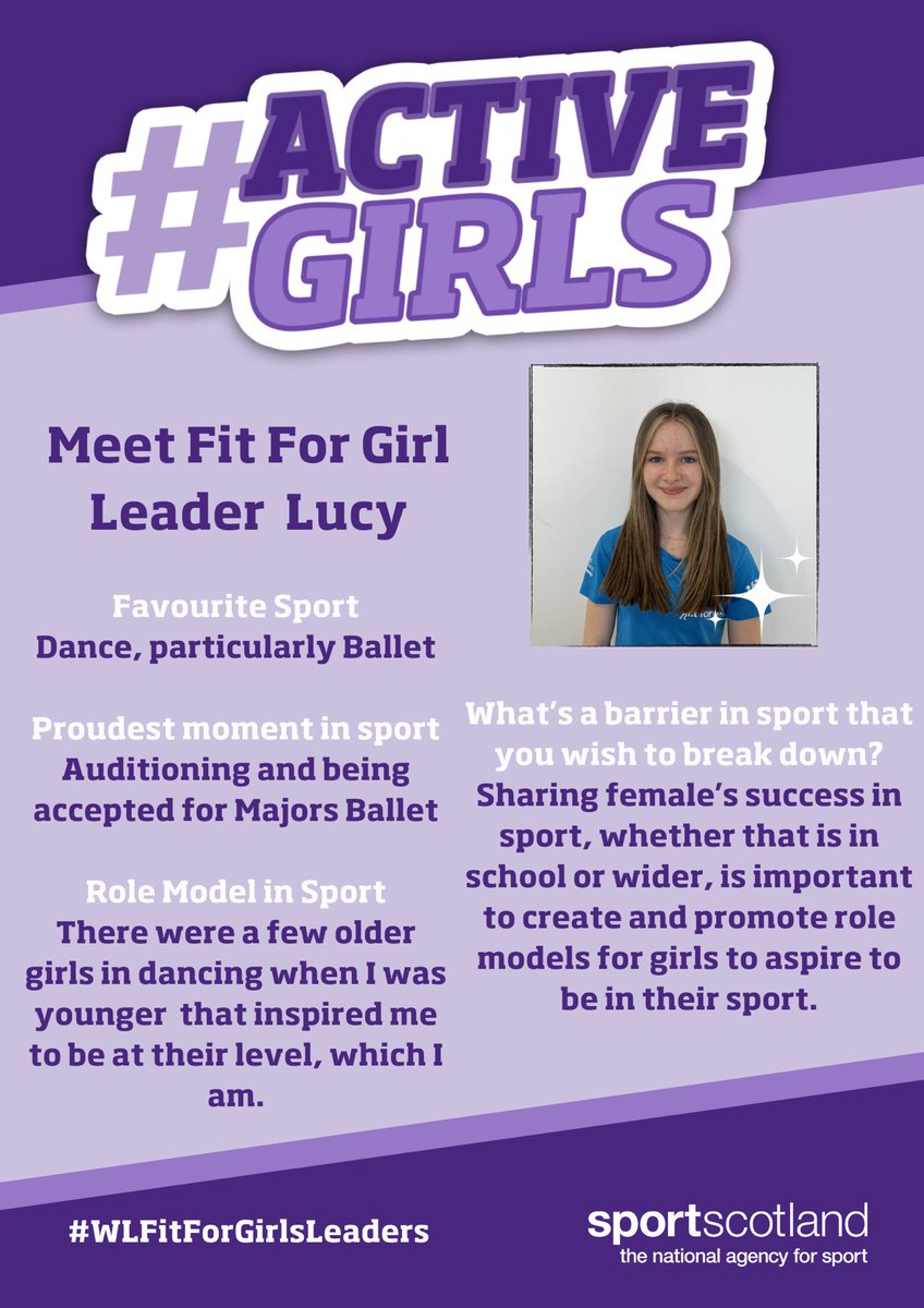 The second fabulous Fit For Girls Leader from Winchburgh Academy we want to share and recognise is Lucy✨

#ActiveGirls @wlwinchburgh_ac @sportscotland @ActiveWL