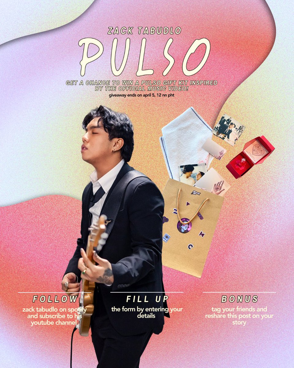 RepublicRec_PH's tweet image. 🔔 giveaway alert 🔔 want more of @zacktabudlo? we gotchu cuz 10 lucky winners will get a chance to win an official pr kit inspired by his pulso music video! ➡️ party.umusic.com/artist-zack-ta…

hurry! cuz this giveaway closes on april 5, 2024 (12 pm pht)!

#umgph #giveawaycontest #pulso