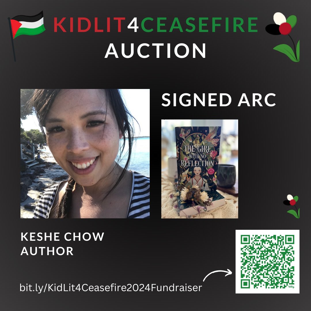 From March 25 until April 10 2024 I’m auctioning off a signed ARC (+ some swag goodies) for the #KidLit4Ceasefire fundraiser. Funds raised go toward those in G@za, Sudan and Congo.

Open internationally (with conditions! See listing for full details)

(Iink is in my profiIe ❤️)