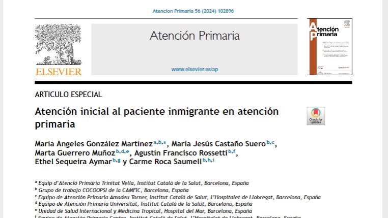 🚨Atención inicial al paciente inmigrante en atención primaria Ya está disponible en @AtPrimari 👉bit.ly/AtPrimaria 🟢Entrevista clínica 🟢Examen de salud inicial 🟢Vacunación 🟢Act. preventivas migrante viajero @CAMFiC @cocoopsi @MangelesGonz77 @CarmeRoca1 @Etsequeira