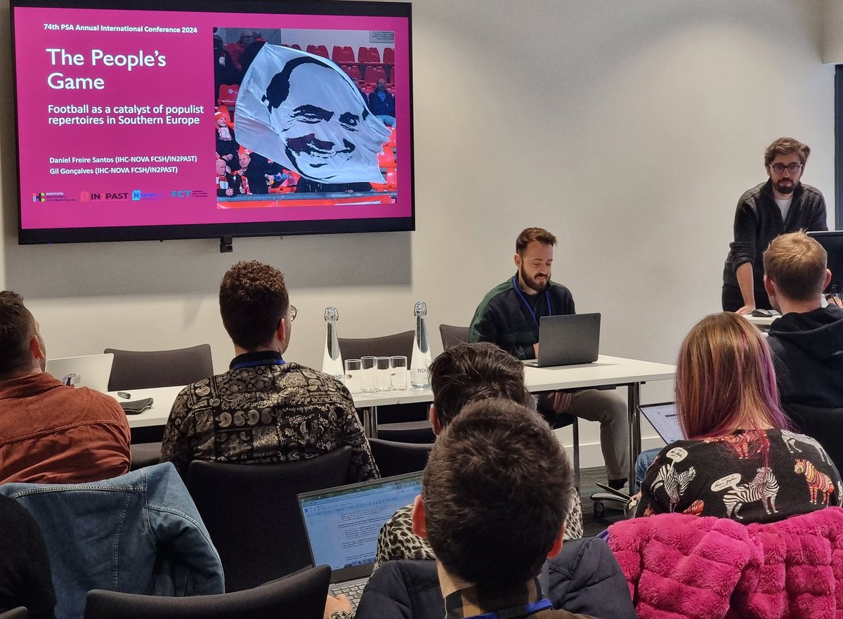 populismPSA's tweet photo. The panel continues with a great presentation by Daniel Santos and Gil Gonçalves on populism and football, and @Freddielarden with a very funny discussion on humour in left and right populism! @PolStudiesAssoc #Populism24 #PSA24 https://t.co/3AFzGtri2s