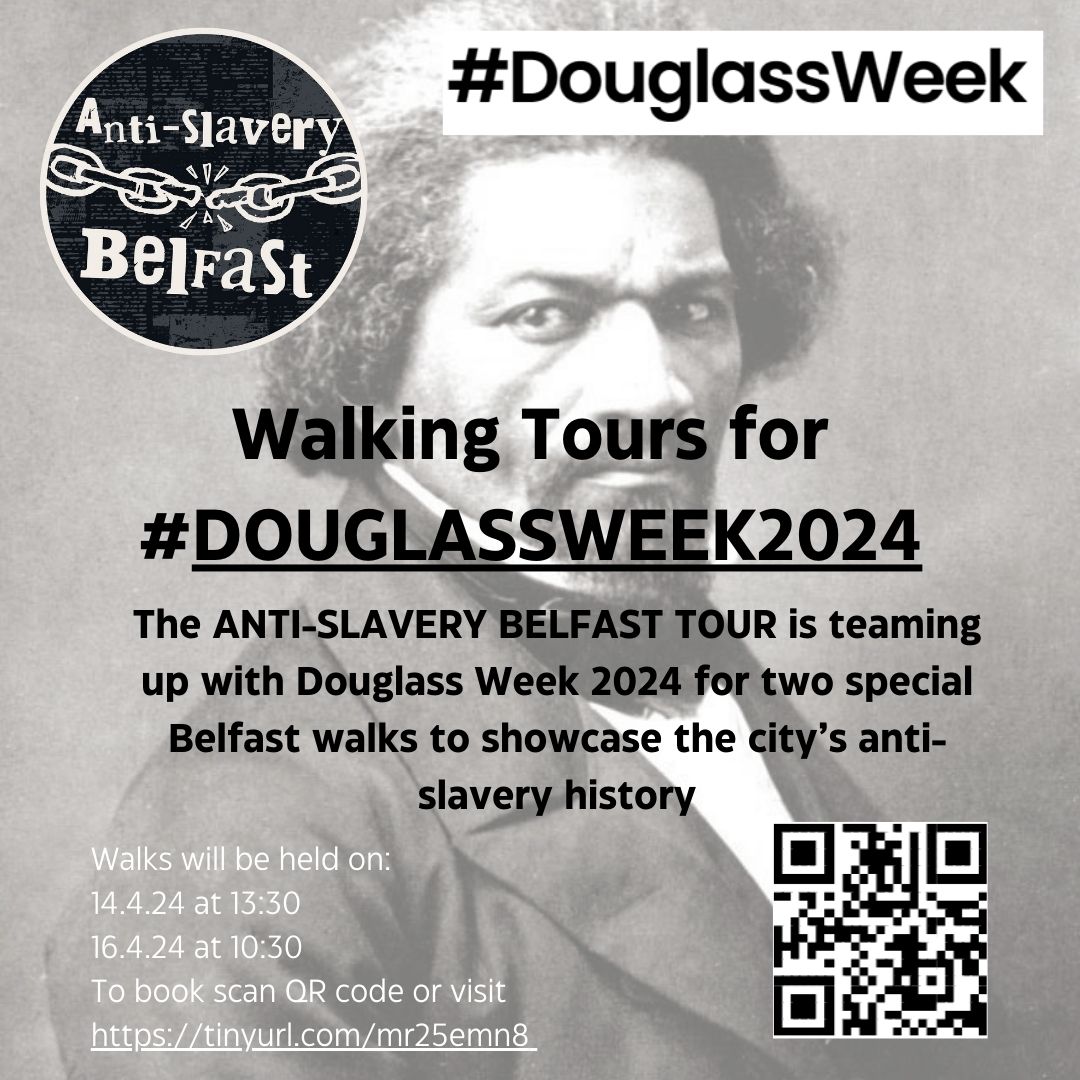 @DouglassWeek24 @RedeemerCentral @DouglassFamily @corkcitycouncil @belfastcc @MassHumanities @UlsterUni @CorkMigrant @humefoundation @2RoyalAvenue We're delighted to be taking part. We're holding two guided walks on: 14.4.24 at 13:30 16.4.24 at 10:30. To book scan QR code or visit tinyurl.com/mr25emn8
