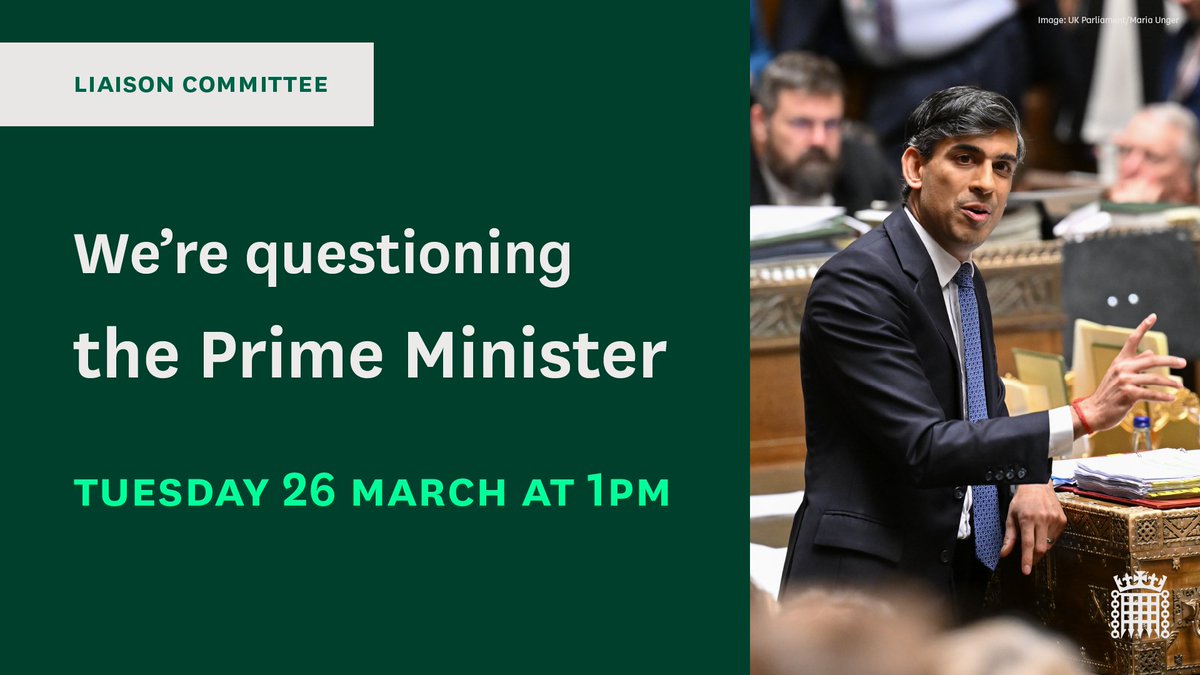 Tomorrow we're questioning the Prime Minister @10DowningStreet Topics will include: 💷 Economy and public services 🧠 Strategic thinking in government 🌐 Global issues Watch live on Tuesday 26 March from 1pm Read more on our website ⬇️ committees.parliament.uk/committee/103/…