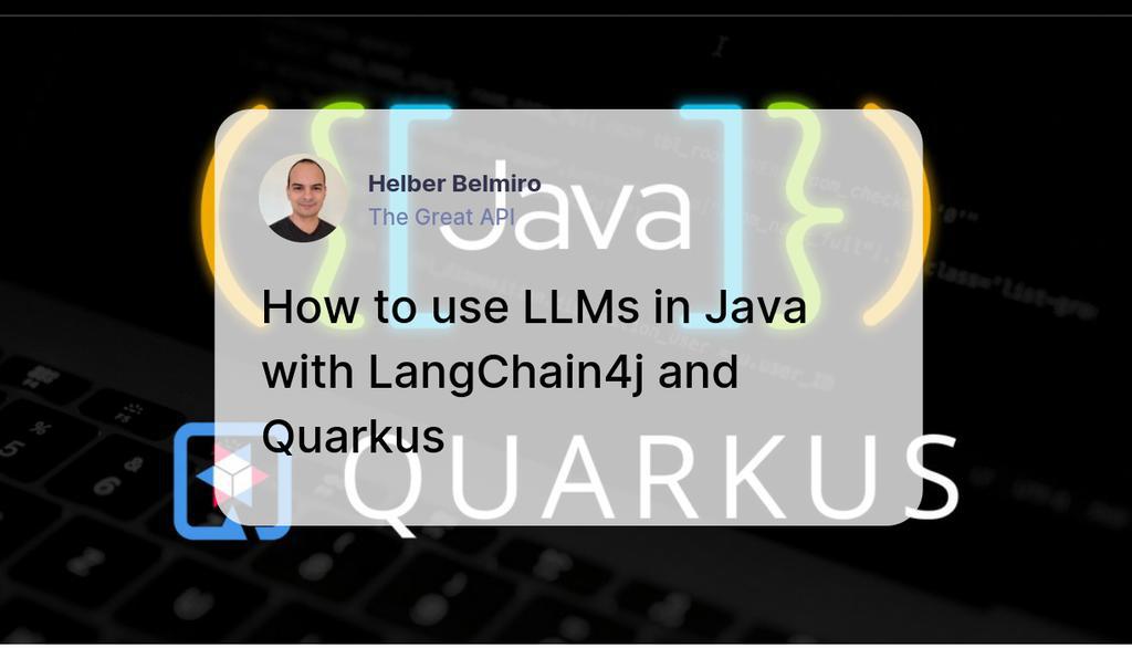 helber_belmiro's tweet image. LangChain4j, a Java library specializing in natural language processing (NLP), will play a crucial role in this tutorial.
Read the full article: How to use LLMs in Java with LangChain4j and Quarkus
▸ lttr.ai/AOOAr
#JavaApplication #LargeLanguageModels #AIML