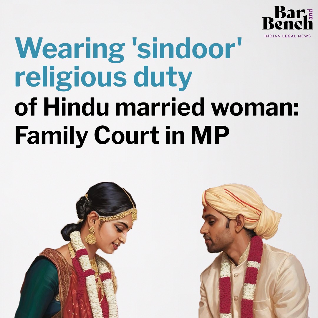 barandbench's tweet photo. Wearing 'sindoor' religious duty of Hindu married woman: Family Court in MP

Read more: https://t.co/8P69CIzfLX https://t.co/zlljnXqwED