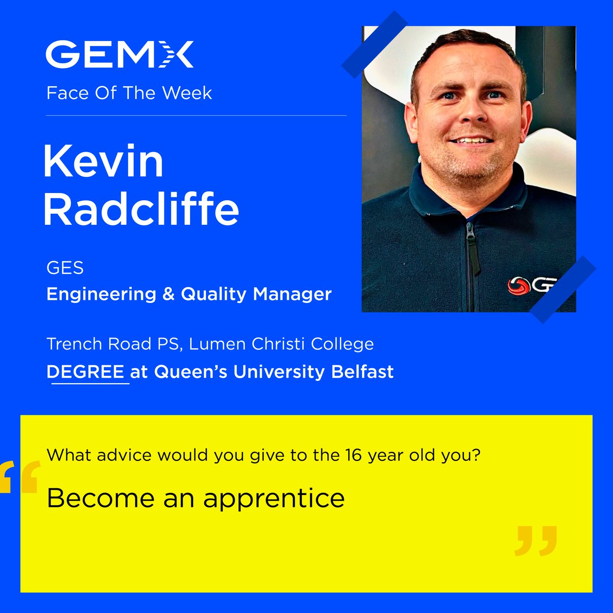 GEMX Face Of The Week: Kevin Radcliffe @GES_LTD @LumenChristi_NI @QUBelfast @InvestNI #FaceOfTheWeek #NorthWest #NorthernIreland #Engineering #Manufacturing