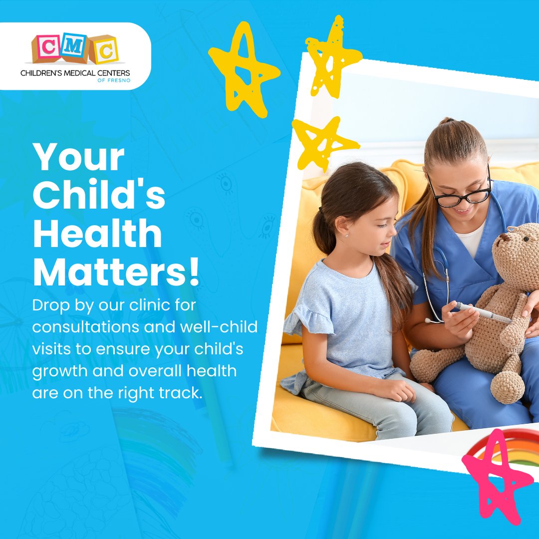 CMCFresno's tweet image. Invest in your child's health today for a brighter future! 🌟 Regular well-child visits at CMCFresno monitor growth, development, and overall health.

Book an appointment by calling (559) 455-1500 or visiting our webpage at cmcfresno.com. #CMCFresno #WellChildVisits