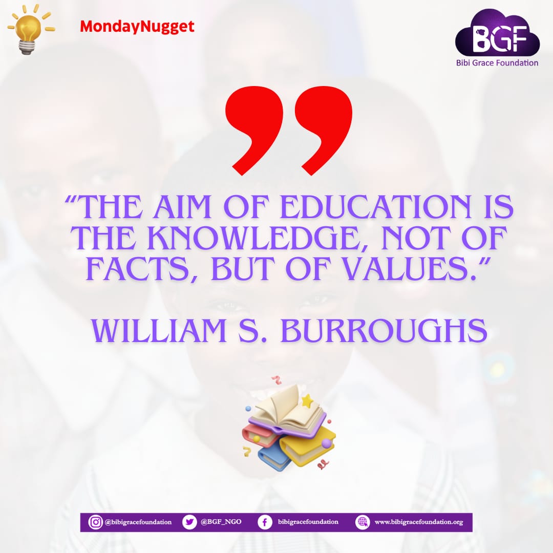True education is not solely about imparting facts, but about empowering every child with the values and skills they need to thrive in life.
Happy Monday

#mondaynugget #bibigracefoundation
#BGF #everychildmatters💜💜
