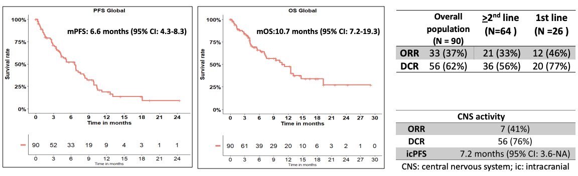 #ELCC24 Real world data on #MET exon 14 mutant NSCLC from the Italian ATLAS database by Dr. @marialuciareale et al - RR to TKIs (capmatinib and tepotinib) was 46% as 1L and 33% in later lines with mPFS 6.6m and mOS 10.7m. Also noted 41% intracranial response. @IASLC @myESMO