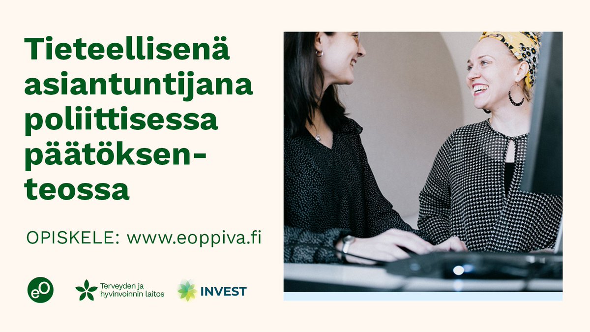 Teimme verkkokoulutuksen, joka antaa tutkijalle työkaluja yhteiskunnalliseen vaikuttamiseen 🤩 Suosittelemme etenkin uransa alkuvaiheessa oleville tutkijoille!

#tutkimus #vaikuttavuus #tiedeviestintä #tutkimusviestintä

eoppiva.fi/koulutukset/ti…