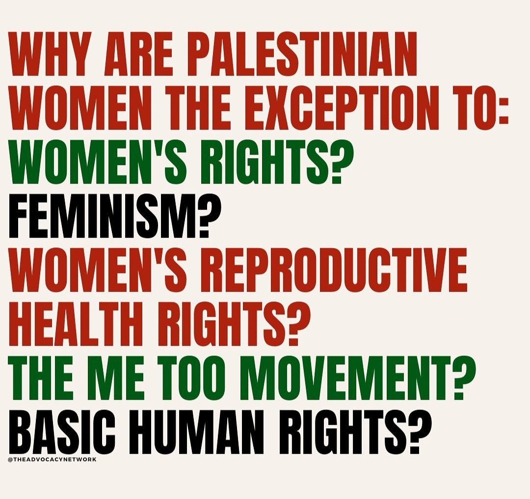 : Zionism - being a 'White' Supremacist ideology - is Patriarchal; therefore, Feminism & Womanism don't apply to those who are dehumanized & oppressed by 'White' Supremacists [particularly & especially Palestinian women & 'Black' women globally]! #FreePalestine 🇵🇸