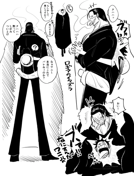 👒、ハンコックのマントに隠れた時みたいにクロコダイルのコートの中にも隠れてほしい 