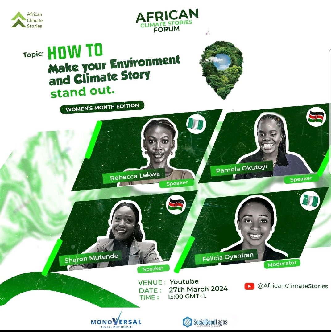 Register to attend this fireside chat by @AfricanCStories this Wednesday, at 5PM EAT.

Registration link: docs.google.com/forms/d/e/1FAI…

#climatestories