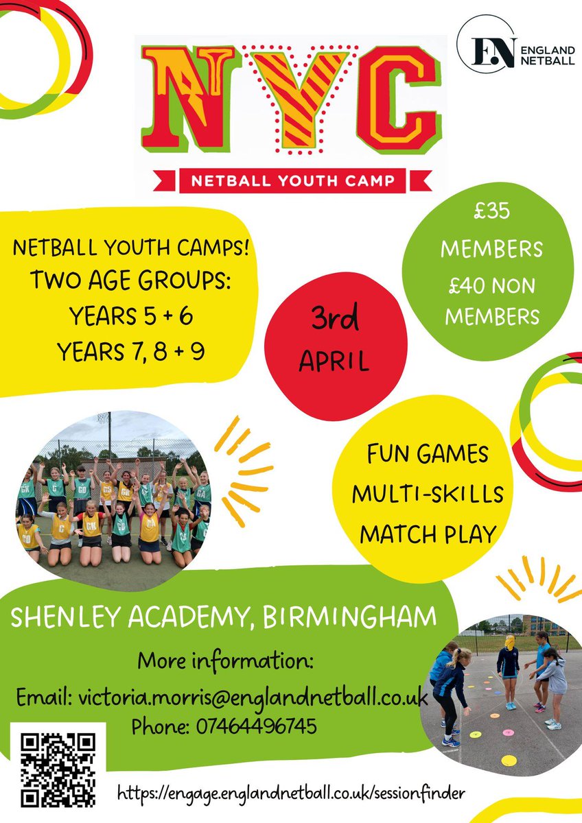 Did you know we are running a Netball Youth Camp next week at Shenley Academy?
There is still time to book you children on!
Details for booking on the poster.
Get in touch with Victoria on 07464496745 for more info or help booking on.