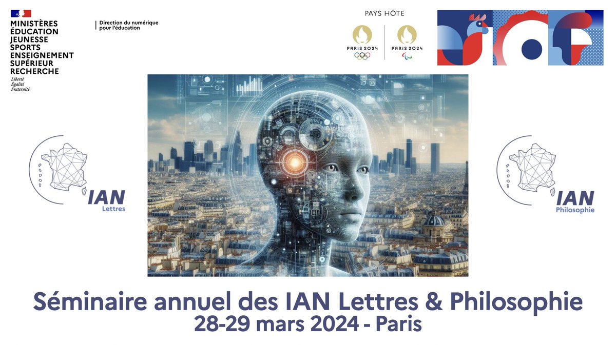 📅 #IANLettres | #IANPhilosophie

🔷 J-3 avant la tenue du séminaire national des #IANLettresPhilo ! Au programme, une présentation des enjeux et perspectives ouverts par les #IAGénératives, et une réflexion sur les pistes d’évolution qu’elles apportent en matière de pédagogie.