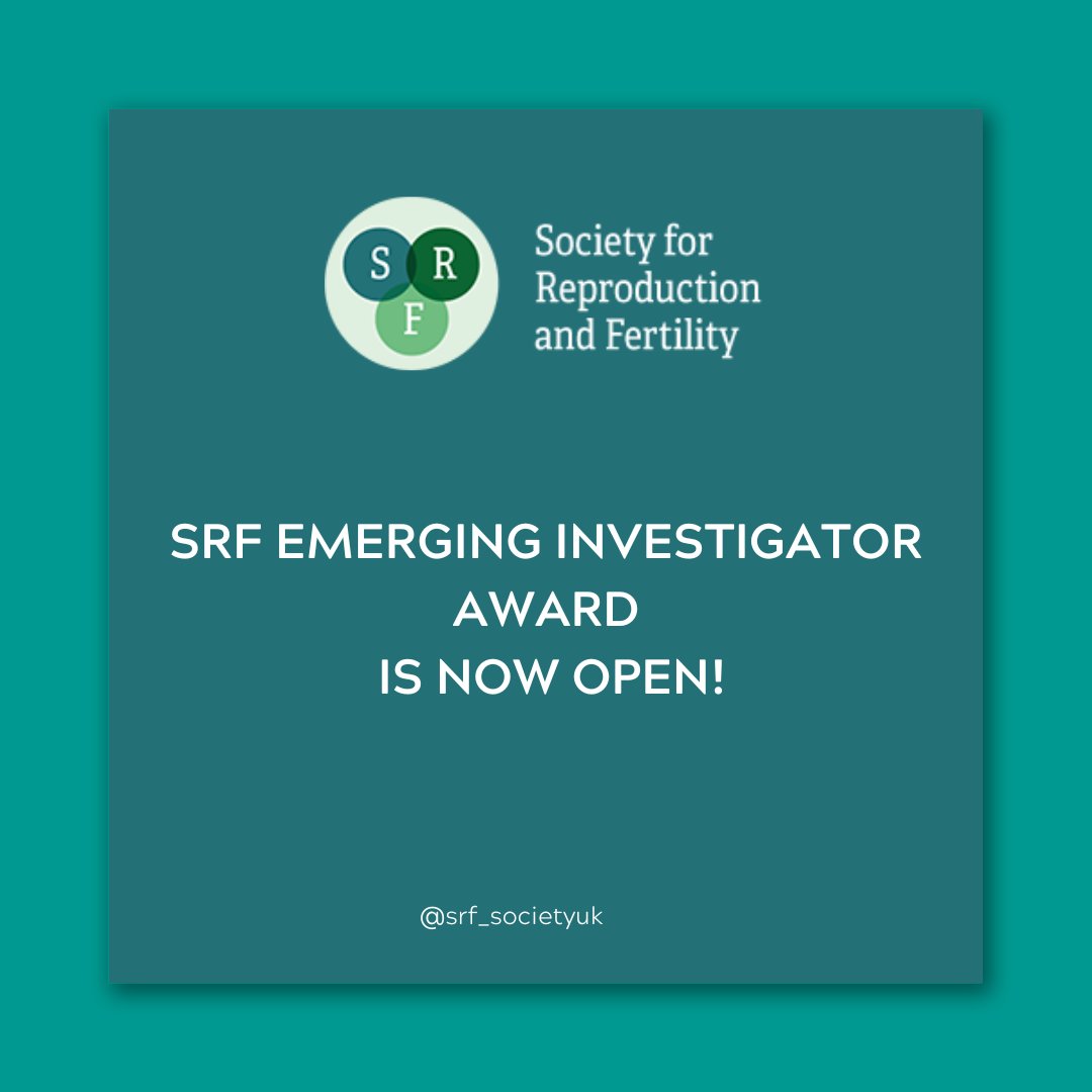 SRF Emerging Investigator Award is now open! 📢 Nominate here: srf-reproduction.org/grants-awards/… #fertility #reproduction #awards #srf #society