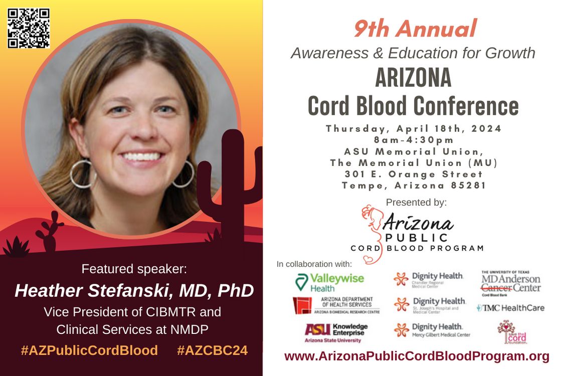 Few people know more about life-saving cord blood transplants than Dr. Heather Stefanski @NMDP Join us April 18th, learn how a baby's birth could give life twice! #AZCBC24 buff.ly/2C6gxPY #AZPublicCordBlood #MedEd #StemEd #cancer #transplant #bethematch
