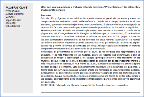 📰 Why do physicians go to work when they are sick? Presenteeism at ... career stages ✏️Original by O Urbano Gonzalo in @JHealthQualityR, #RevistaSECA #JHQR 👉 bit.ly/494GxF7 ✅ #QualityHealthcare #Presenteeism #Sickdoctor #Physicians #PatientSafety #OccupationalHealth