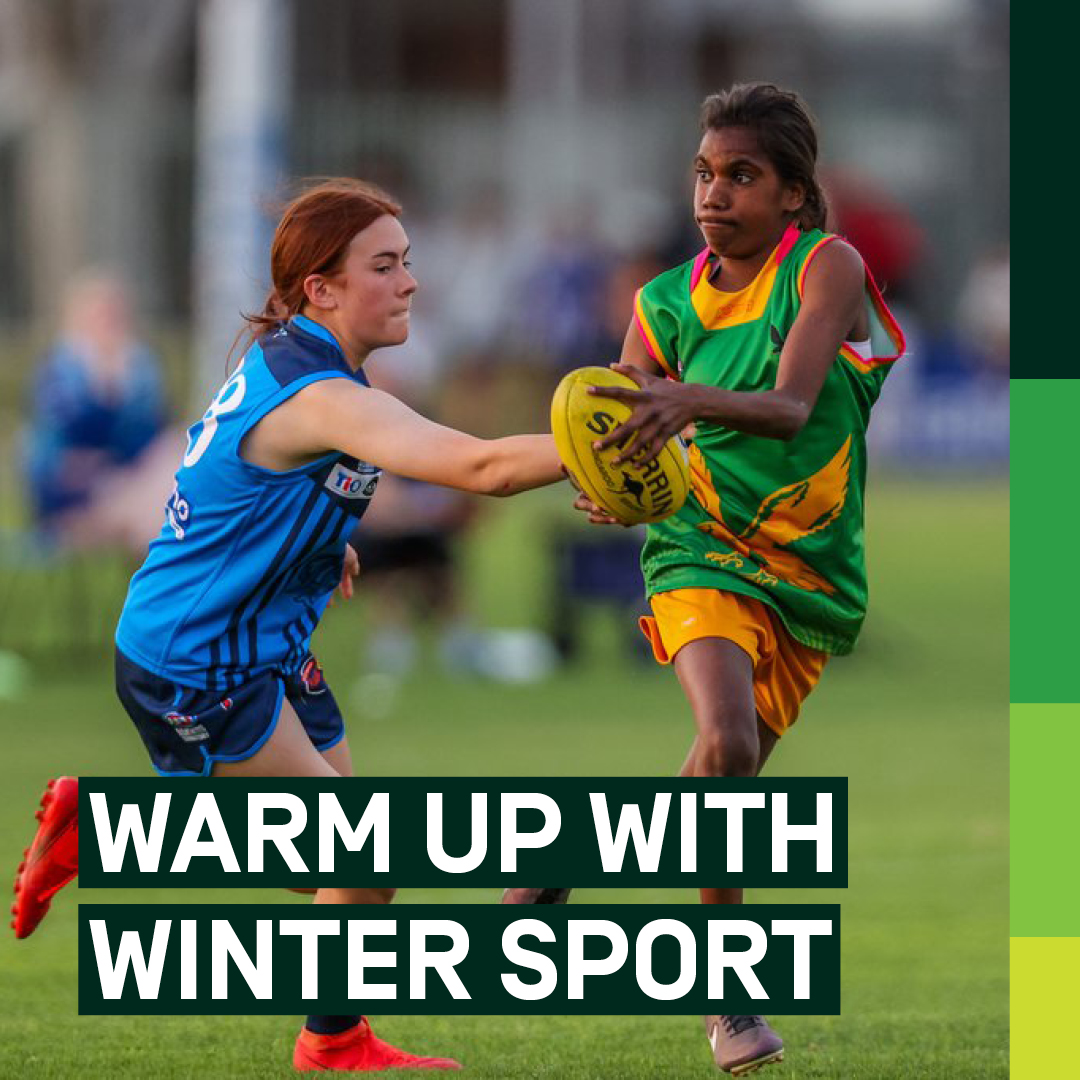 Tell your friends it’s time to Warm Up with Winter Sport! Get involved in @AFL today 👉 sportaus.gov.au/get-involved @AFLAuskick | @aflwomens