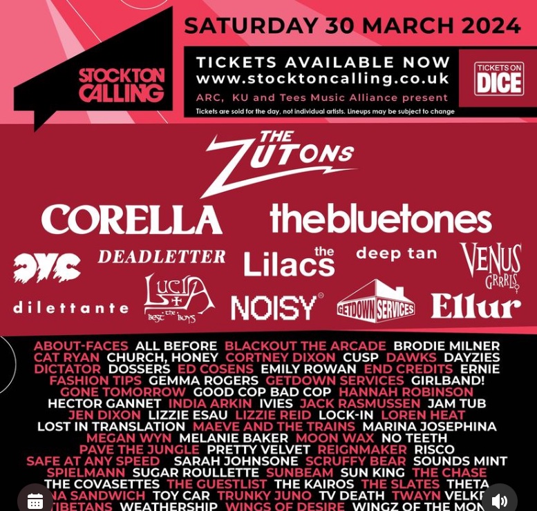 Coming up this week : Saturday 🎸 This Feeling stage @StocktonCalling w/ @TheLilacsUk @Dictator_Band @Lockin_Band @toycarmusic @_TheSlates @aboutfacesband #Theta & @SUNBEAMwhitby 🎟stocktoncalling.co.uk 🎶open.spotify.com/playlist/4ZNgT…