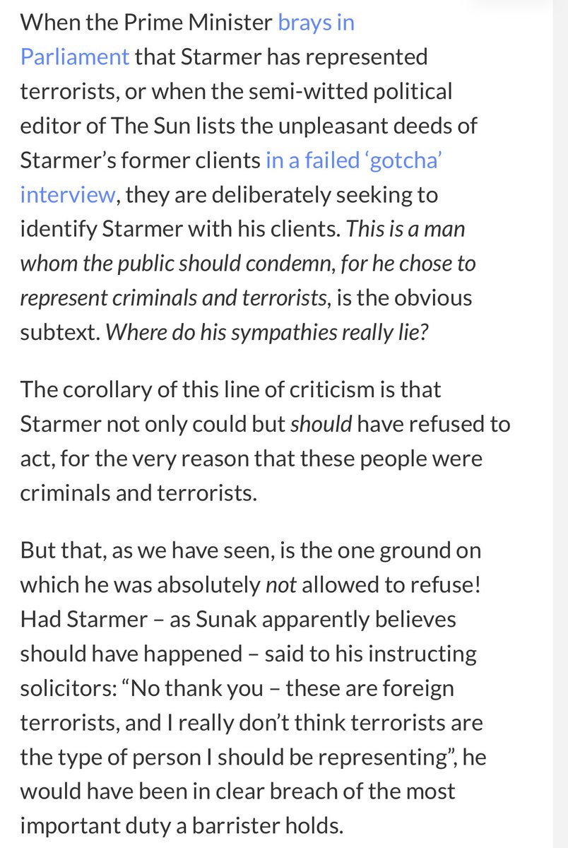 An essential read (of which the excerpt below is just a taster) which explains in precise detail why Tory and media attacks on Keir Starmer for representing the wrong kind of people are disgustingly misleading.

Carve out some time to read the whole thing.
thesecretbarrister.com/2024/03/24/is-…