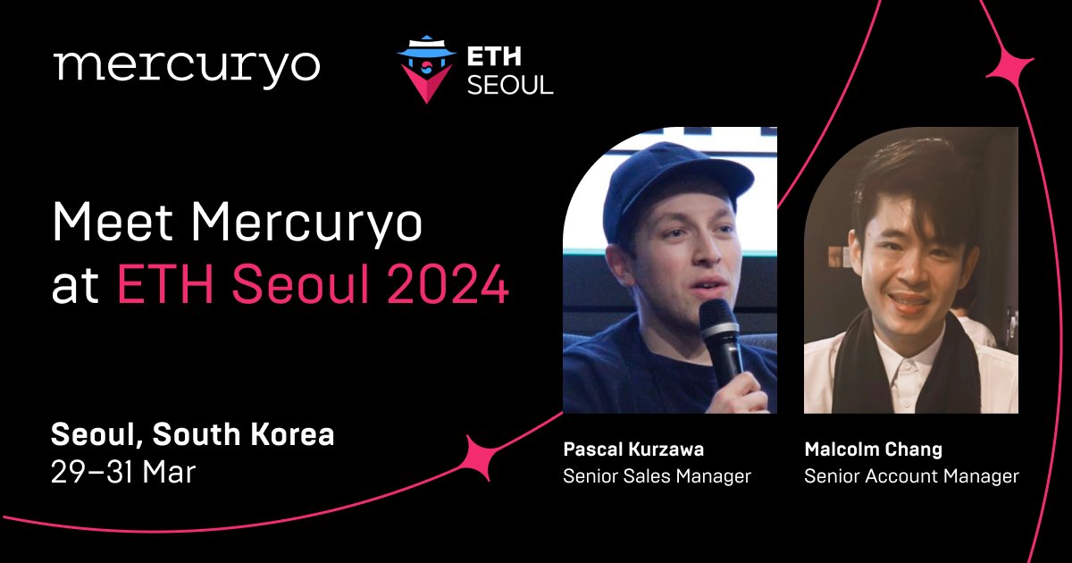 🇰🇷 Heading to @eth_seoul_ & #BUIDLAsia this week? Meeting Pascal and Malcolm, both deeply embedded in Korea's web3 ecosystem, should be on your to-do list. Chat with them to discover what they are bullish on beyond Mercuryo — and explore how Mercuryo is accelerating user…