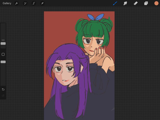 「half updo purple hair」 illustration images(Latest)