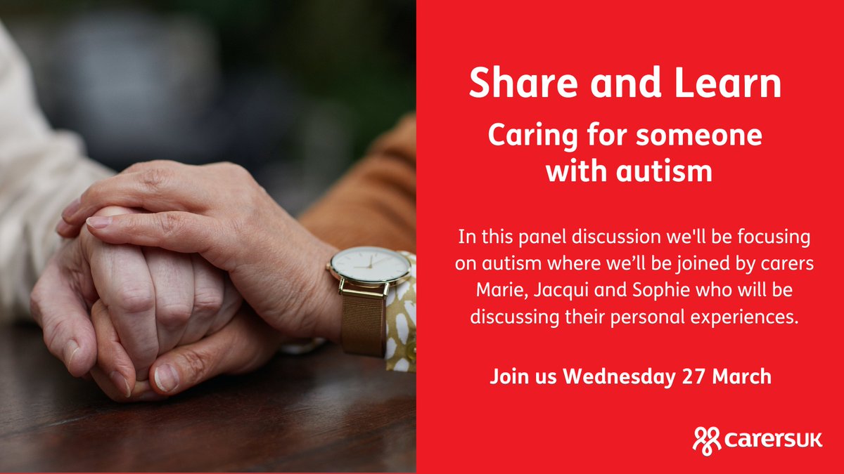 Join us on Wednesday 27 March for our session on caring for someone with autism. Carers Marie, Jacqui and Sophie will discuss their experiences related to caring for someone with autism, and there will be opportunities to ask questions. Sign up now: us02web.zoom.us/meeting/regist…
