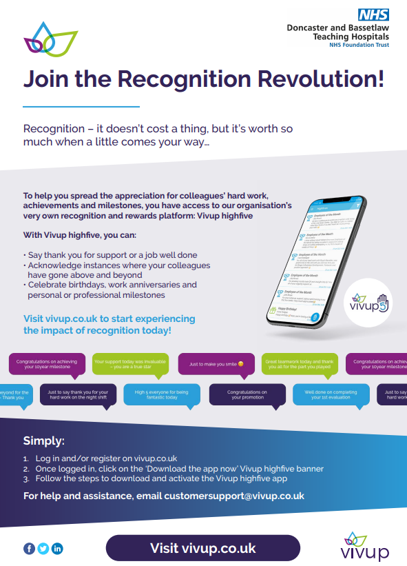 WellbeingDBTH1's tweet photo. #TeamDBTH have you signed up to our Rewards and Recognition app? If not it's quick and easy to do so and you can start sending Highfives today 🙌 https://t.co/F0cNllI5OT