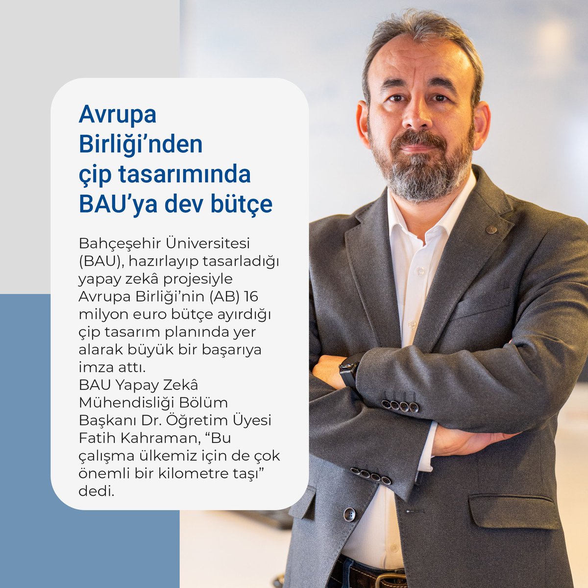 🔸Bahçeşehir Üniversitesi (BAU), hazırlayıp tasarladığı yapay zekâ projesiyle Avrupa Birliği’nin (AB) 16 milyon euro bütçe ayırdığı çip tasarımında yer alarak büyük bir başarıya imza attı. <a href="/EnverYucel/">EnverYucel</a> <a href="/esraahatipoglu/">Esra Hatipoğlu</a> <a href="/Bahcesehir/">Bahçeşehir Uni (BAU)</a> 

dha.com.tr/teknoloji/bahc…