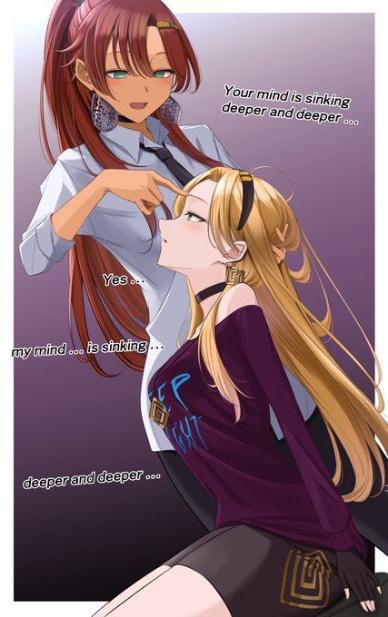 I illustrated my friend @Nettleseeds_Art 's characters!
The situation is that someone hypnotized Autumn and she is hypnotizing V-Nettle! 