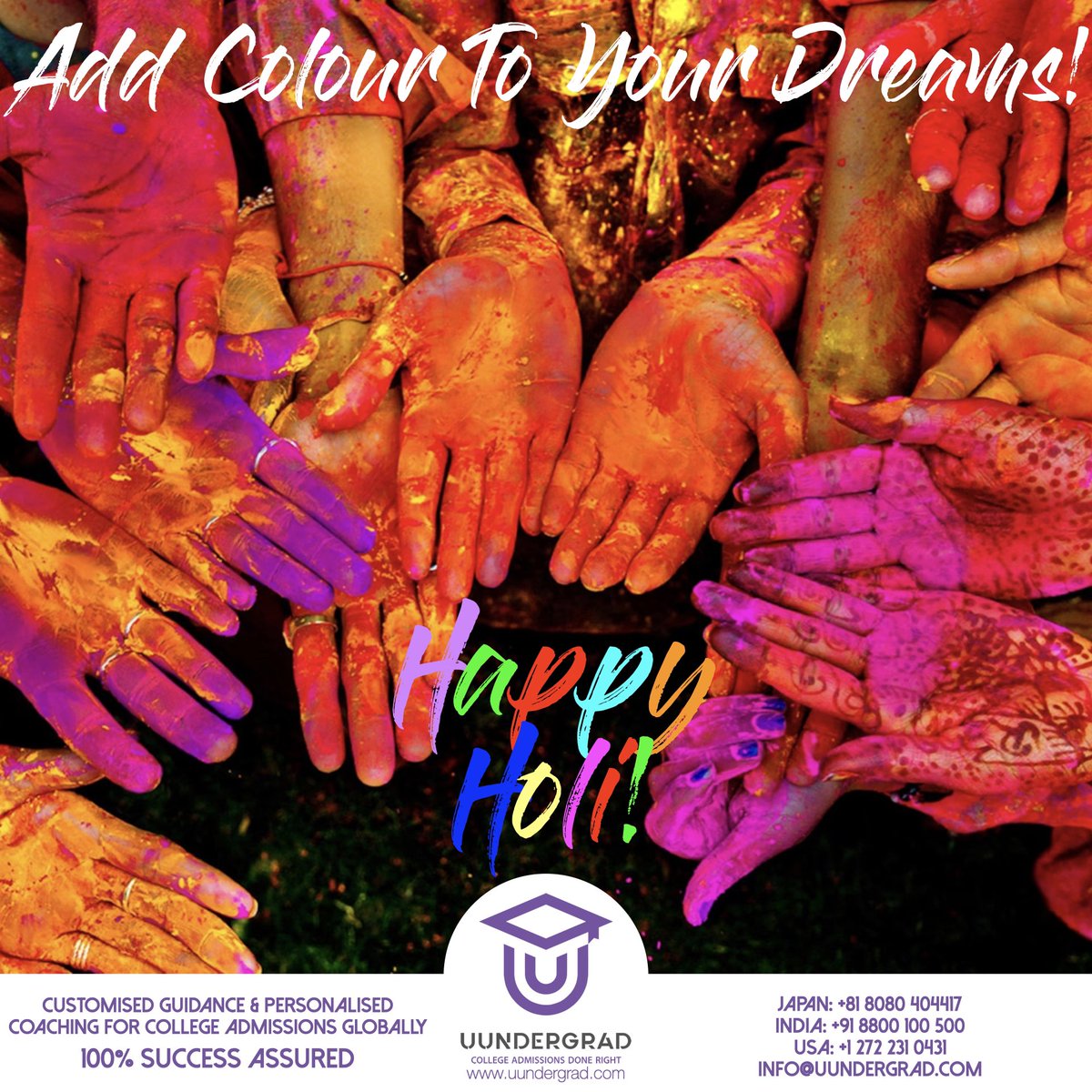 Time to add color your dreams!  

Happy Holi!!

#collegeabroad #admissionabroad #studyabroad