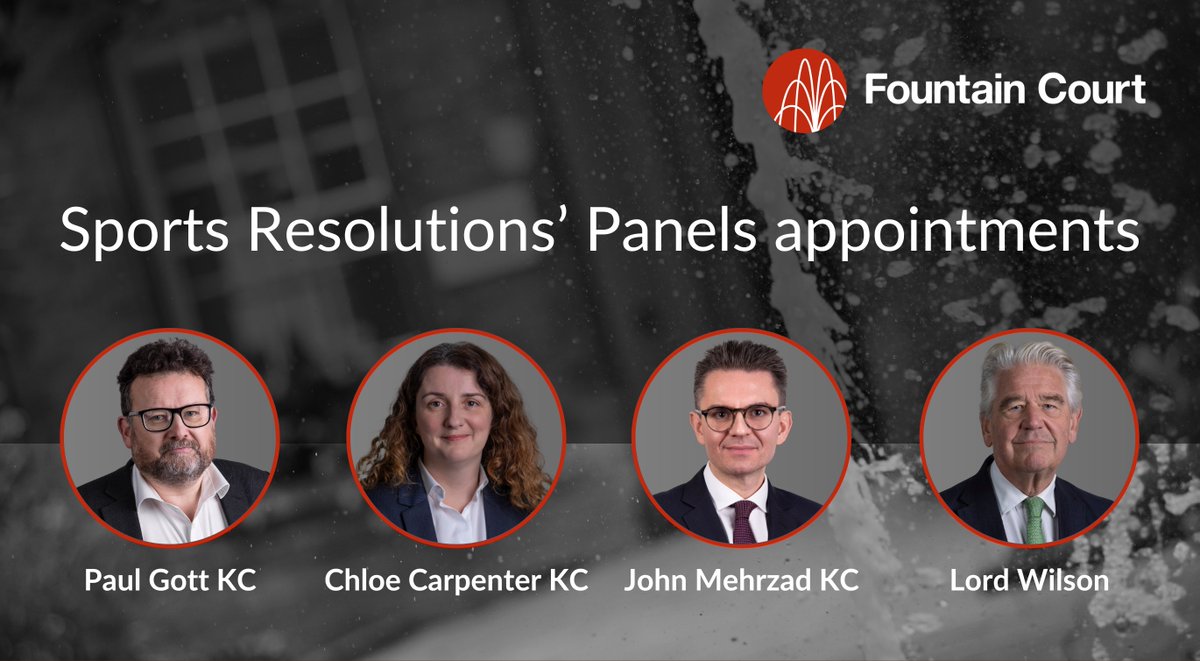 Four Fountain Court barristers appointed to Sports Resolutions panels. fountaincourt.co.uk/2024/03/four-f…