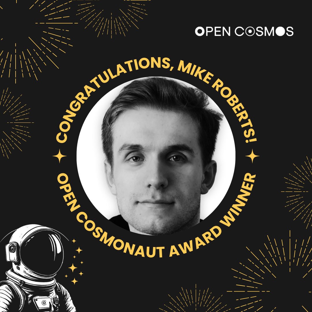 Well done to Mike Roberts, winner of the first Open Cosmos 'Open Cosmonaut' award for 2024! 🏆 These awards, held quarterly, aim to recognise the hard work of individuals across Open Cosmos. Aim high, go beyond! ✨ Mike was nominated by colleagues because of his exceptional…