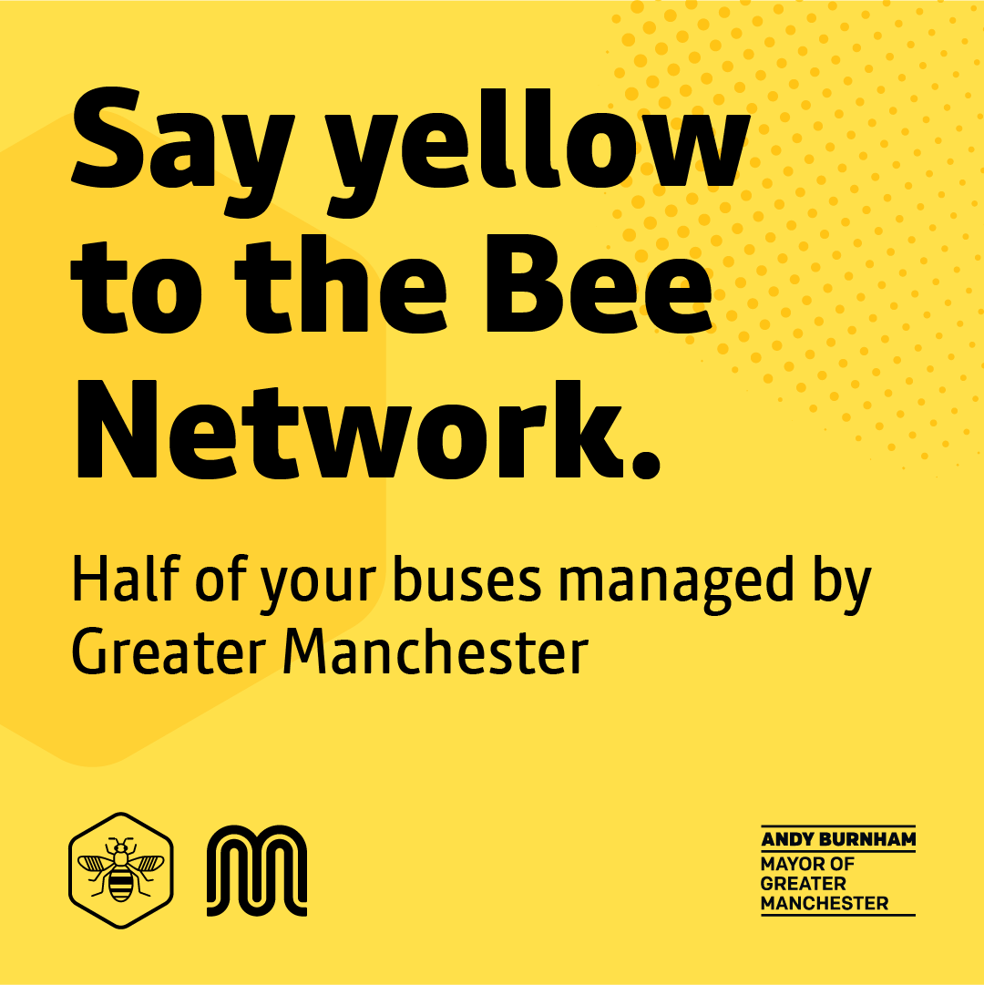 It's almost time to say yellow to the #BeeNetwork in Rochdale, Oldham and parts of Bury and Salford which means half of all buses are will be managed by Greater Manchester. Find out what it means for you here eu1.hubs.ly/H084C-40