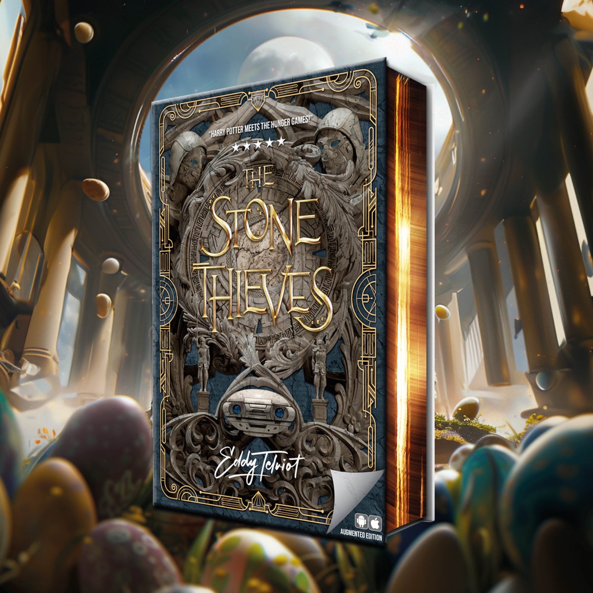 They were standing at the foot of an enormous curved staircase that wound around a large classical stone statue of a giant rabbit. On either side of the hall, a row of metal doors swished open and closed. Bunnies hurried in and out of them.
.
.
#fabatoms #atomverse