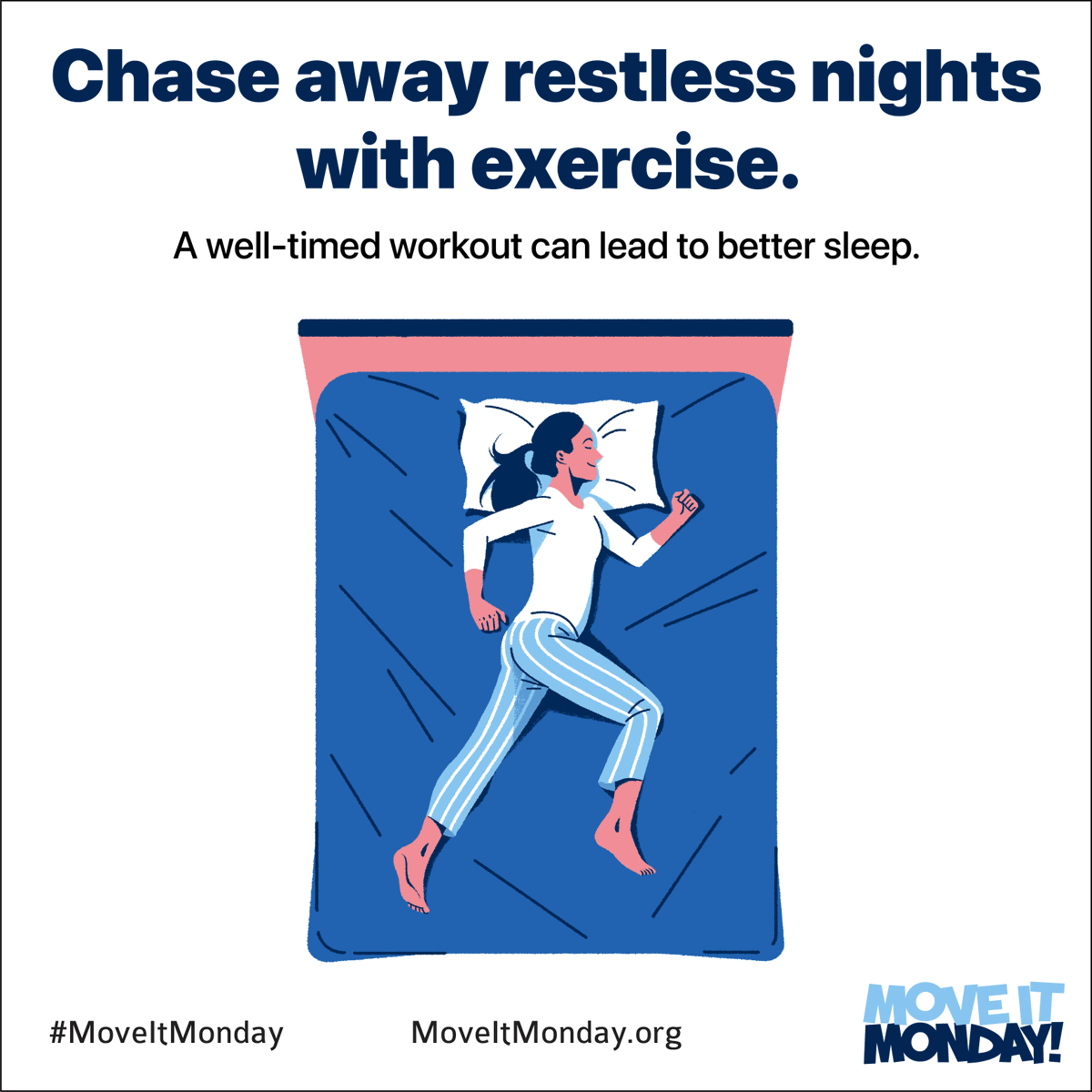 Falling asleep can be difficult, especially if you’re stressed, anxious, or uncomfortable, but there’s a natural sleep aid that’s easy and accessible to everyone — exercise. See how you can exercise your way to a good night's sleep this @HealthyMonday at: ow.ly/AqNW50QYZNc