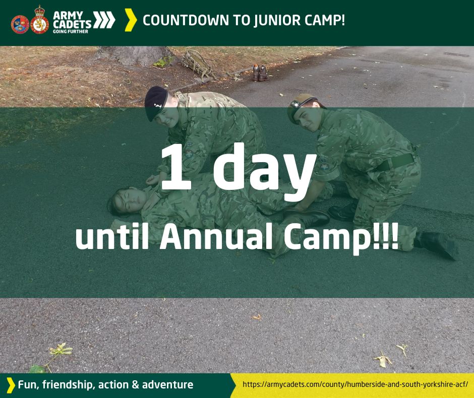 1 day to go! The first group will be starting #AnnualCamp2024 tomorrow! Are you ready? @ArmyCadetsUK @RFCAYH @4XCdtMedia