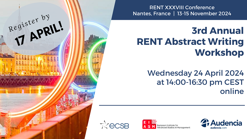 Are you planning to submit an abstract for the RENT 2024 conference in Nantes? If so, this is a great opportunity to get support in writing your abstract. 👉 Read more and register by 17 April: link.webropol.com/ep/3rdrentabst…