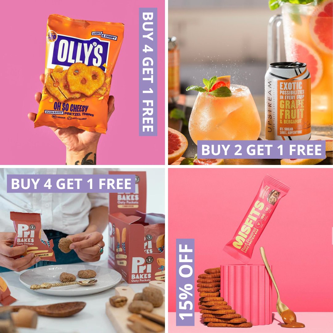 It's the final week of our March promos' 💜 #Ollys #UpstreamDrinks #PriBakes #MisfitsBars #DeliciousIdeasFoodGroup To order our March promotions, visit our website: 💻 delicious-ideas.com/shop 📞 Call on 01733 239003