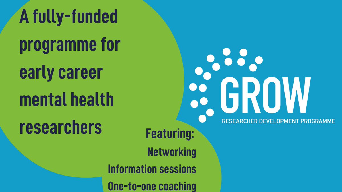 @NIHRcommunity @McPinFoundation @NIHRSSCR @MQmentalhealth @Mental_Elf @arc_oxtv Are you an #ecr postdoc forging ahead in a mental health or addiction research career? Our GROW programme offers: - Networking with peers - In person meetings - 1-2-1 coaching sessions - online group training and workshops mentalhealthresearch.org.uk/grow/