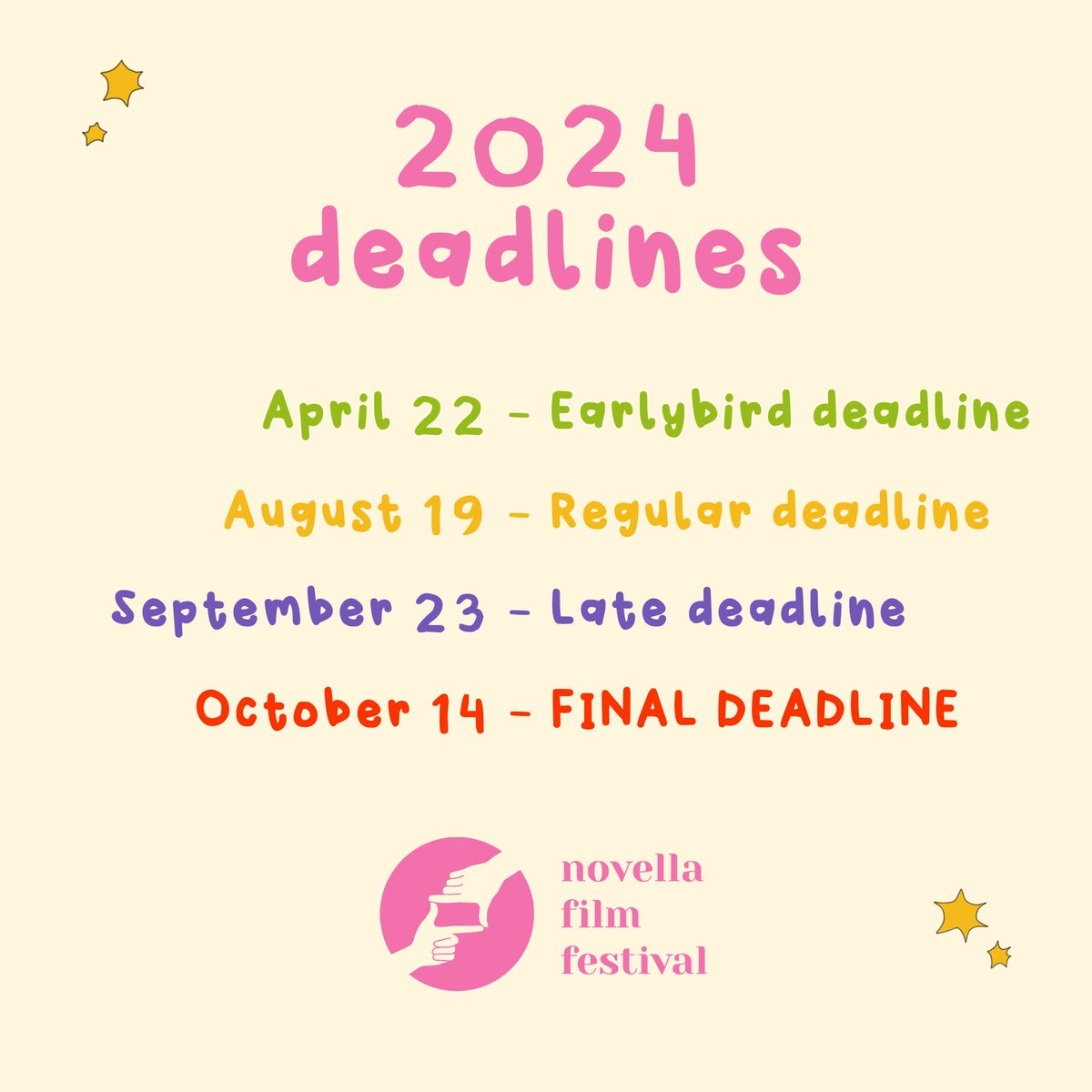 SUBMISSIONS FOR NOVELLA 2024 ARE NOW OPEN! 📣📣📣⁠
We want to see your films! If you have a short film, a music video or any short form video project, head to filmfreeway.com/NovellaFilmFes… to submit it to our festival and join an exciting, growing community of creatives 🎬