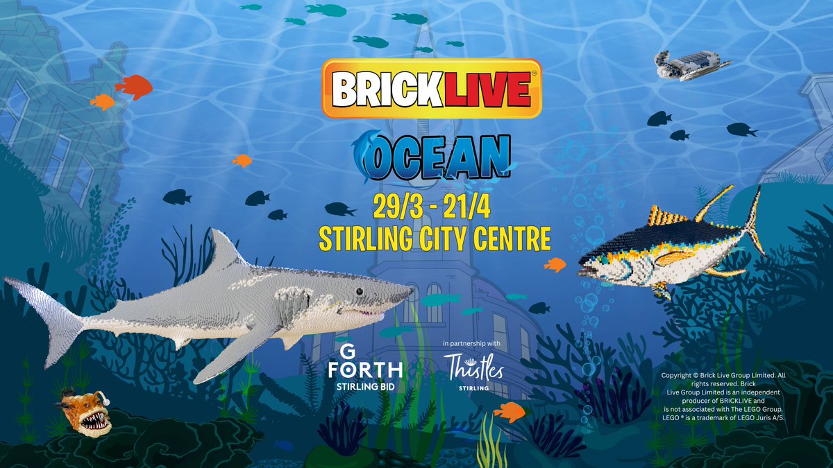 🤩BRICKLIVE Ocean is coming to #Stirling! Wisit the City Centre this Easter to discover 13 impressive life-sized hand-built brick sea creature models. Find out more & book your interactive experience at goforthstirling.co.uk/BRICKLIVE/ #BRICKLIVEtour #BrickliveStirling @Thistles_SC