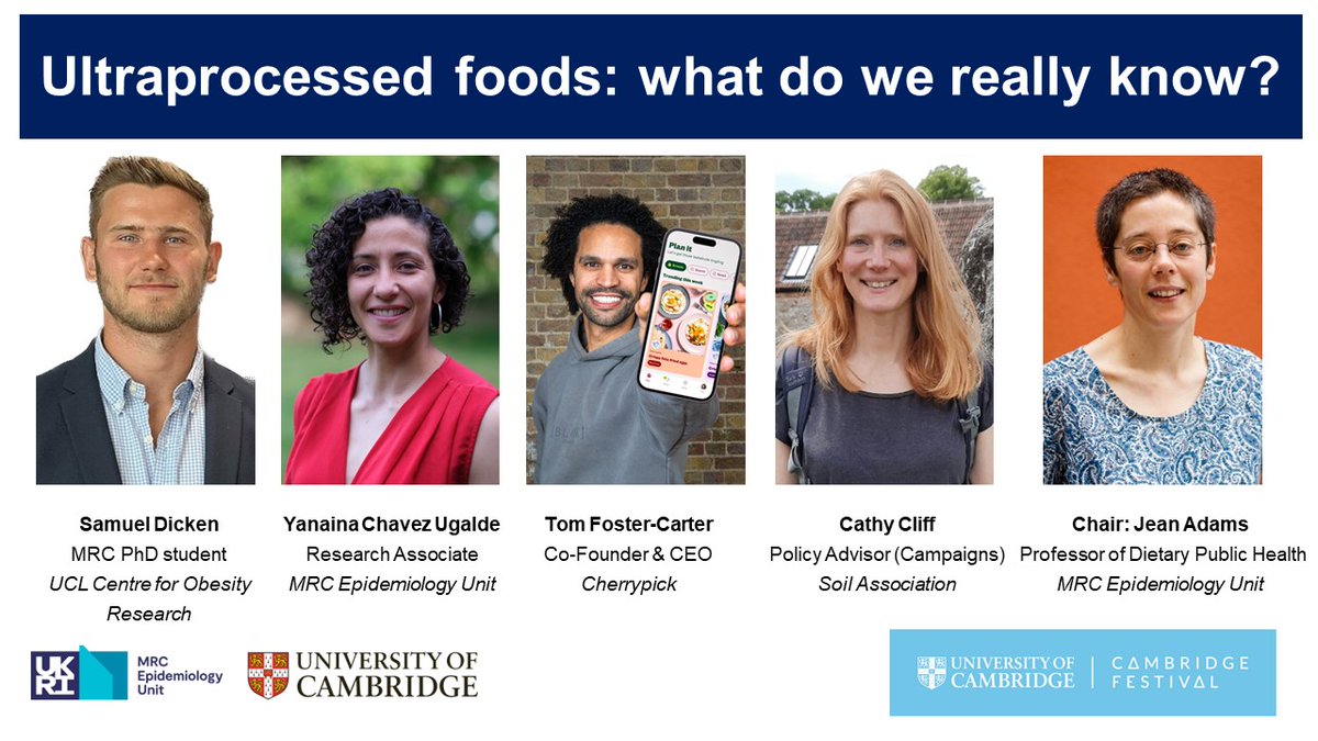 The in-person tickets for this evening's @Cambridge_Fest panel discussion on Ultra-processed foods are all booked😖 But there are still tickets available to join online (free) at eventbrite.co.uk/e/ultraprocess… 😁 Join us this evening at 6 PM!