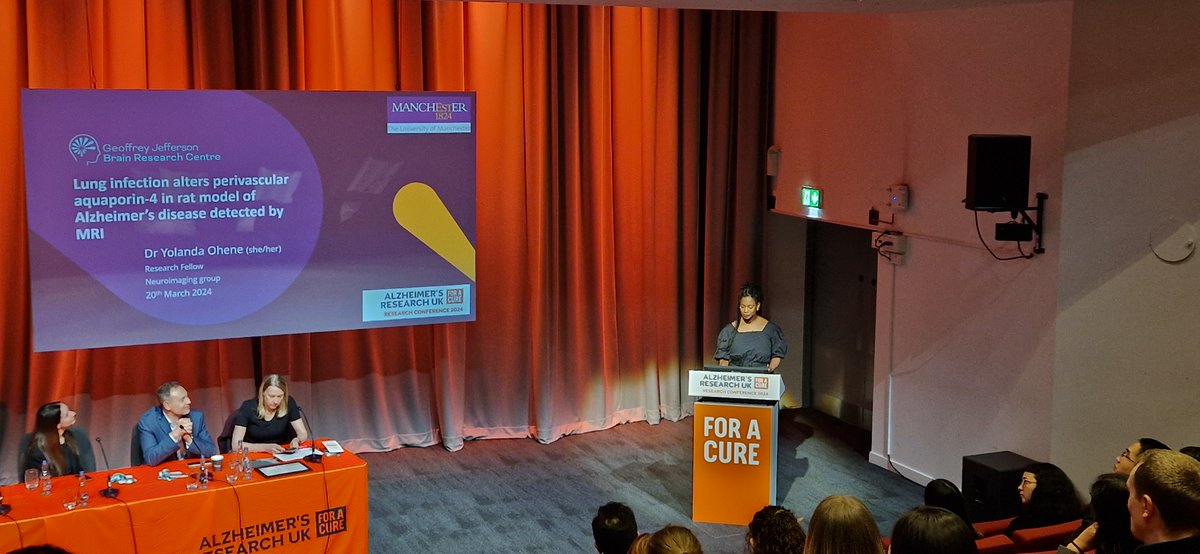 Congrats to @y_ohene, awarded the De Laszlo Prize for exceptional early career researchers presenting at the @ARUKscientist conference. Yolanda presented her work on the co-morbid effects of pneumonia in Alzheimer's disease using new MRI techniques. @UoM_Imaging @McrNeuroIm
